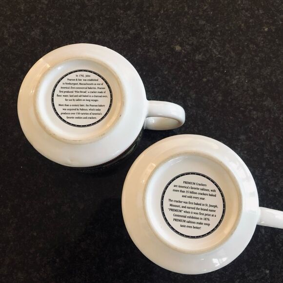 Vintage Ceramic Cracker Advertisement Soup Bowl Cups Set - Picture 4 of 6